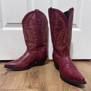 Laredo Maroon Leather Western Boots